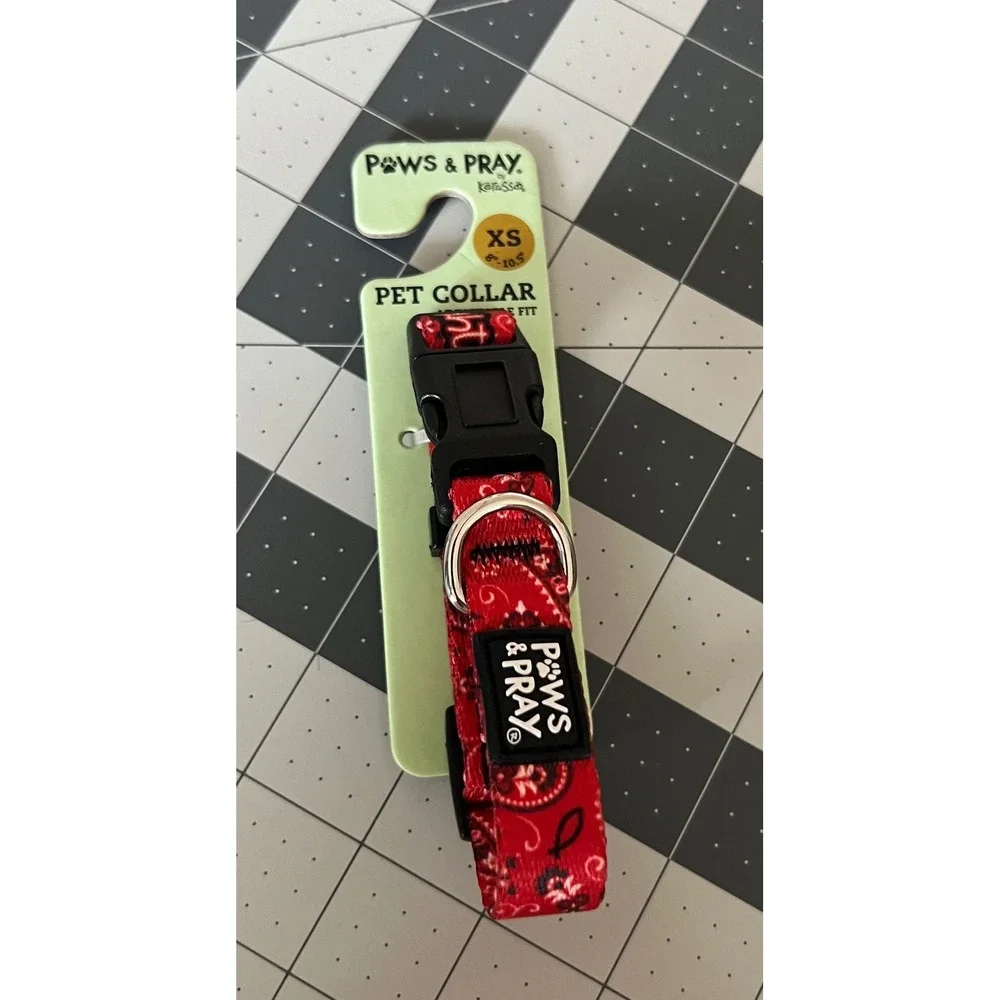 Kerusso Paws & Pray Walk by‎ Faith Pet Collar Adjustable XS NWT Red Bandana